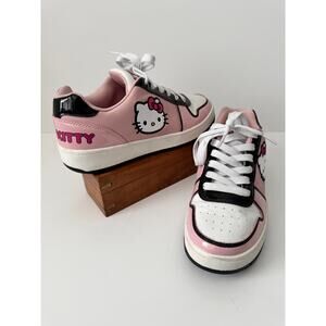 HELLO KITTY Sneakers Women US 8 Pink Low Top Lace Up Graphic